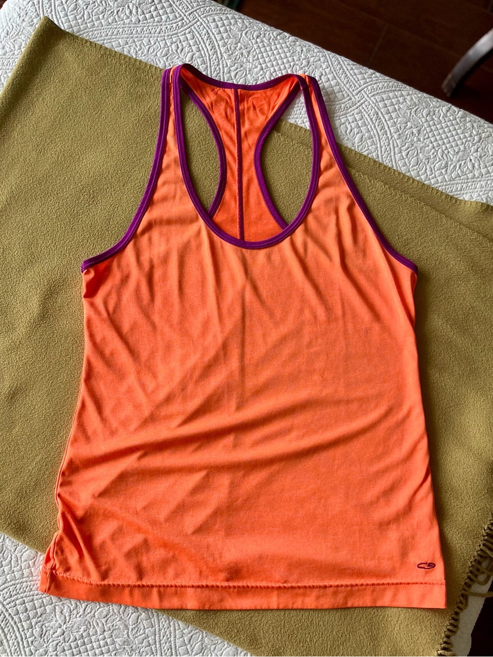 Orange Racerback Tank with Purple Trim